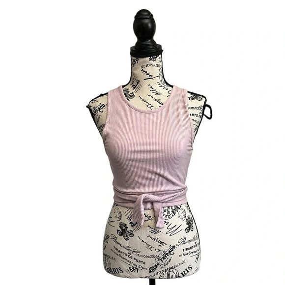 Pacsun PAC Pink Ribbed Ballet Crop Top Womens Beach Summer Festival Rodeo M - Picture 2 of 10